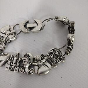 Silver Tone Elephant Charm Bracelet Enamel 7.5 In Animals Fantasy Womens Jewelry